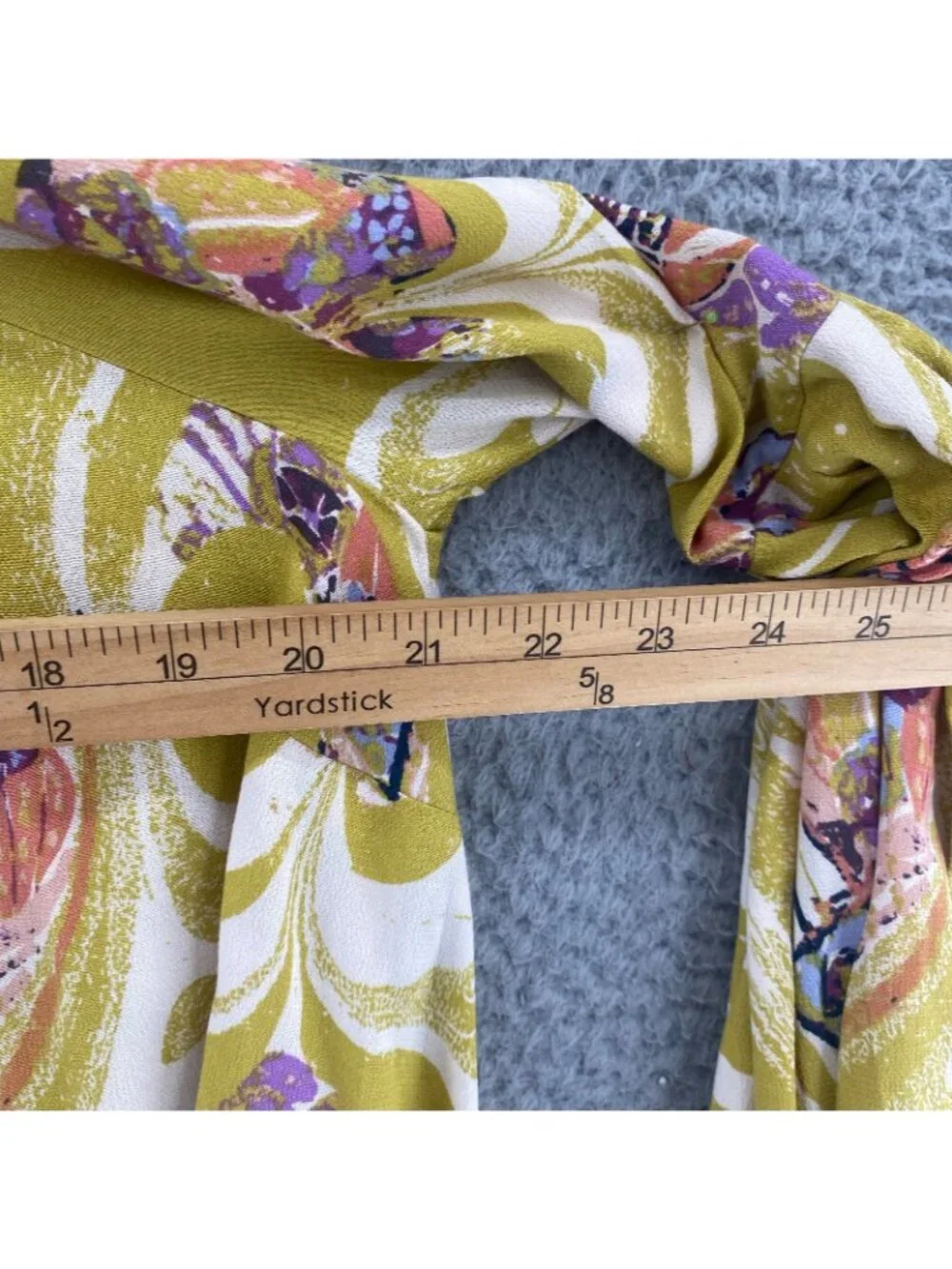 Free People Top Women Extra Small Yellow Floral Cold Shoulder Bell Bishop Sleeve